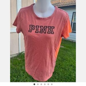 Victoria's Secret Pink Women's M Orange Short Sleeve Crew Neck Tee
